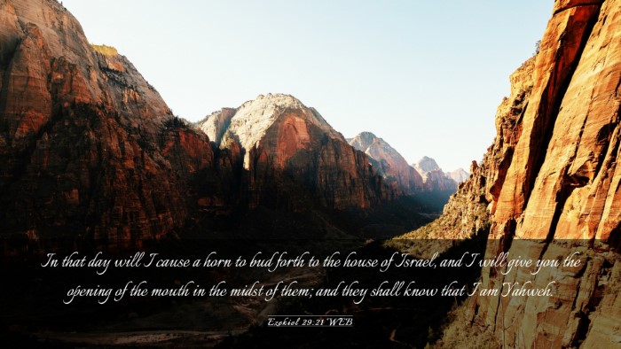 Picture 03 - Ezekiel 29:21 WEB Desktop Wallpaper - In that day will I cause a horn to bud forth to - Desktop Bible Verse Wallpaper