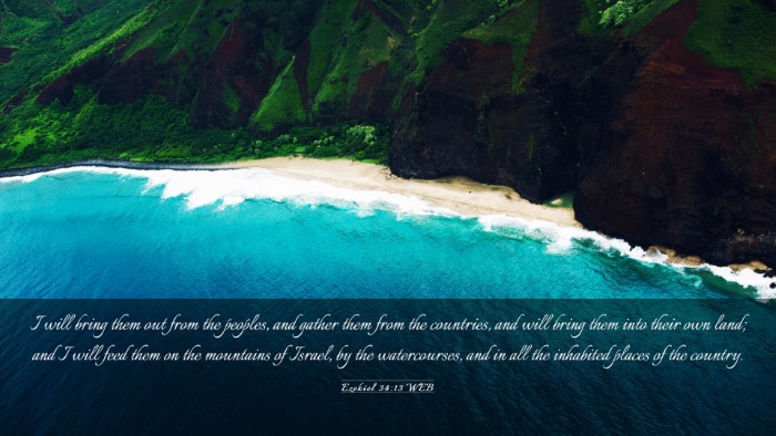 Picture 03 - Ezekiel 34:13 WEB Desktop Wallpaper - I will bring them out from the peoples, and - Desktop Bible Verse Wallpaper