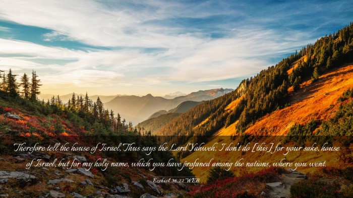 Picture 03 - Ezekiel 36:22 WEB Desktop Wallpaper - Therefore tell the house of Israel, Thus says the - Desktop Bible Verse Wallpaper