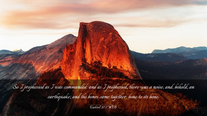 Picture 03 - Ezekiel 37:7 WEB Desktop Wallpaper - So I prophesied as I was commanded: and as I - Desktop Bible Verse Wallpaper