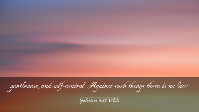 Picture 03 - Galatians 5:23 WEB Desktop Wallpaper - gentleness, and self-control. Against such things - Desktop Bible Verse Wallpaper