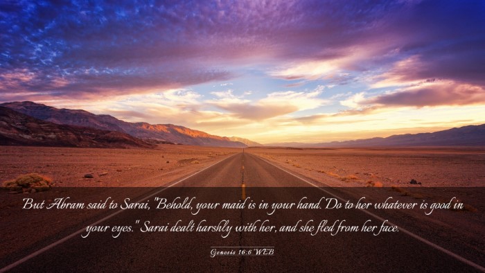 Picture 03 - Genesis 16:6 WEB Desktop Wallpaper - But Abram said to Sarai, 