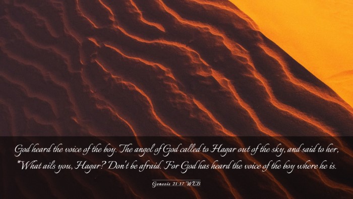 Picture 03 - Genesis 21:17 WEB Desktop Wallpaper - God heard the voice of the boy. The angel of God - Desktop Bible Verse Wallpaper