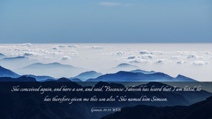 Picture 03 - Genesis 29:33 WEB Desktop Wallpaper - She conceived again, and bare a son, and said, - Desktop Bible Verse Wallpaper