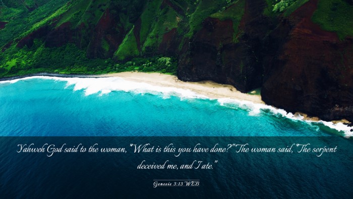 Picture 03 - Genesis 3:13 WEB Desktop Wallpaper - Yahweh God said to the woman, 