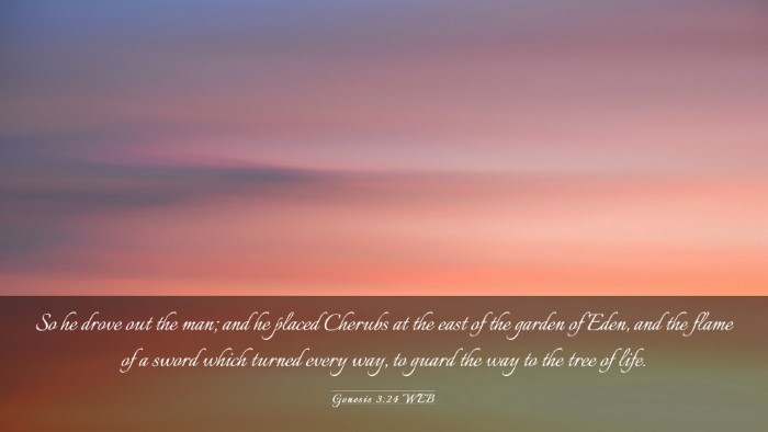 Picture 03 - Genesis 3:24 WEB Desktop Wallpaper - So he drove out the man; and he placed Cherubs at - Desktop Bible Verse Wallpaper