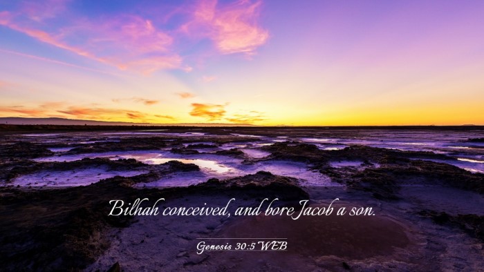 Picture 03 - Genesis 30:5 WEB Desktop Wallpaper - Bilhah conceived, and bore Jacob a - Desktop Bible Verse Wallpaper