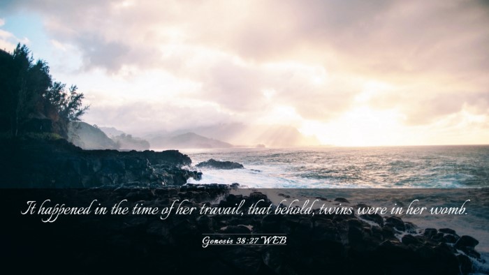 Picture 03 - Genesis 38:27 WEB Desktop Wallpaper - It happened in the time of her travail, that - Desktop Bible Verse Wallpaper