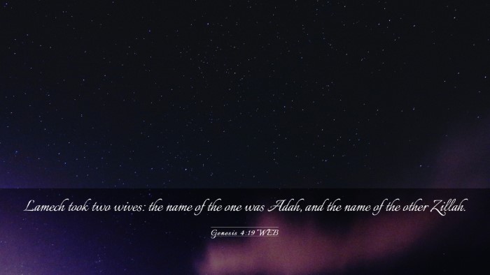 Picture 03 - Genesis 4:19 WEB Desktop Wallpaper - Lamech took two wives: the name of the one was - Desktop Bible Verse Wallpaper