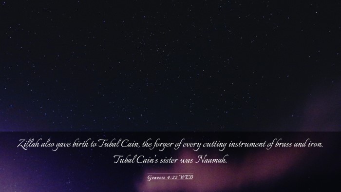 Picture 03 - Genesis 4:22 WEB Desktop Wallpaper - Zillah also gave birth to Tubal Cain, the forger - Desktop Bible Verse Wallpaper