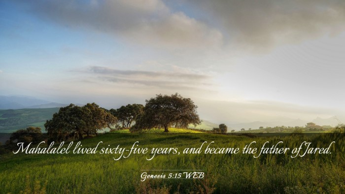 Picture 03 - Genesis 5:15 WEB Desktop Wallpaper - Mahalalel lived sixty-five years, and became the - Desktop Bible Verse Wallpaper