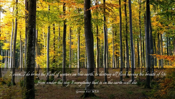 Picture 03 - Genesis 6:17 WEB Desktop Wallpaper - I, even, I do bring the flood of waters on this - Desktop Bible Verse Wallpaper
