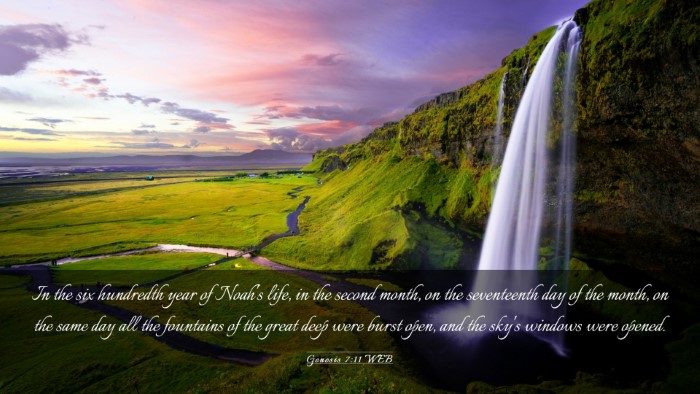 Picture 03 - Genesis 7:11 WEB Desktop Wallpaper - In the six hundredth year of Noah's life, in the - Desktop Bible Verse Wallpaper