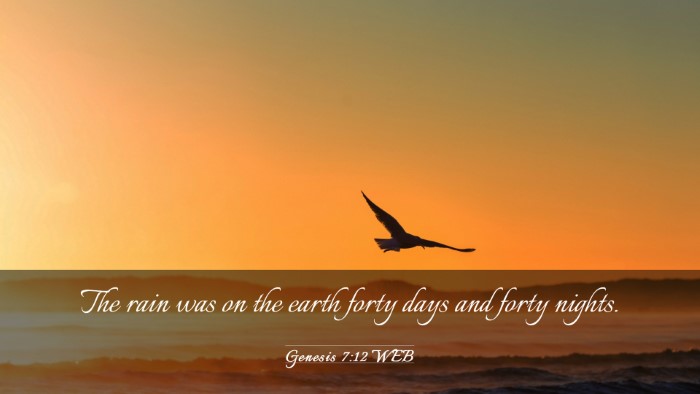Picture 03 - Genesis 7:12 WEB Desktop Wallpaper - The rain was on the earth forty days and forty - Desktop Bible Verse Wallpaper