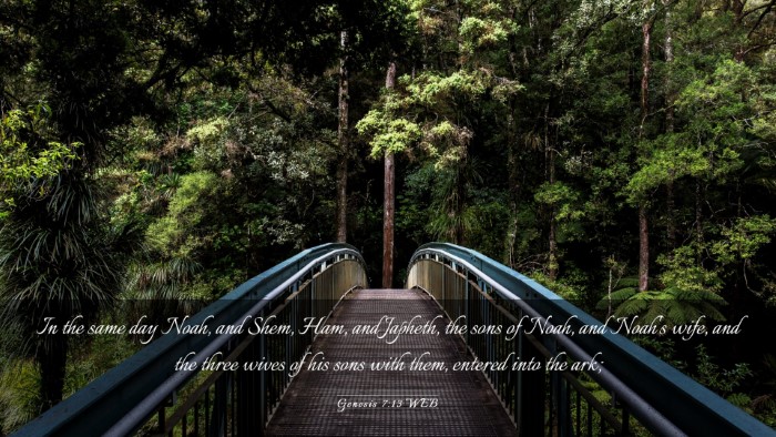 Picture 03 - Genesis 7:13 WEB Desktop Wallpaper - In the same day Noah, and Shem, Ham, and Japheth, - Desktop Bible Verse Wallpaper