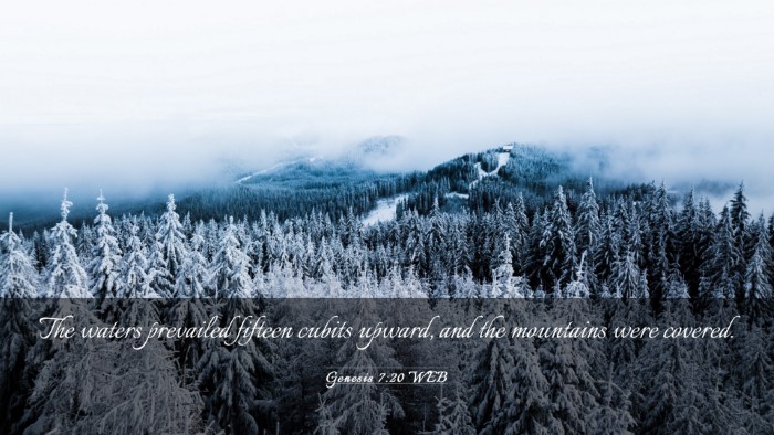 Picture 03 - Genesis 7:20 WEB Desktop Wallpaper - The waters prevailed fifteen cubits upward, and - Desktop Bible Verse Wallpaper