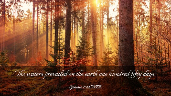 Picture 03 - Genesis 7:24 WEB Desktop Wallpaper - The waters prevailed on the earth one hundred - Desktop Bible Verse Wallpaper