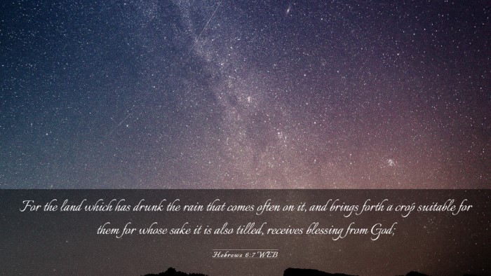 Picture 03 - Hebrews 6:7 WEB Desktop Wallpaper - For the land which has drunk the rain that comes - Desktop Bible Verse Wallpaper