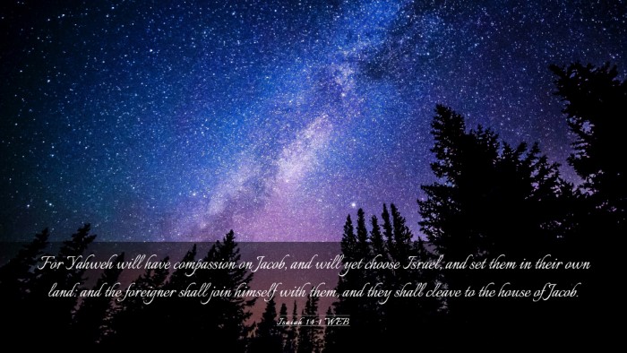 Picture 03 - Isaiah 14:1 WEB Desktop Wallpaper - For Yahweh will have compassion on Jacob, and - Desktop Bible Verse Wallpaper
