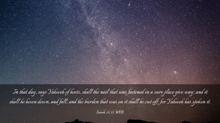 Picture 03 - Isaiah 22:25 WEB Desktop Wallpaper - In that day, says Yahweh of hosts, shall the nail - Desktop Bible Verse Wallpaper