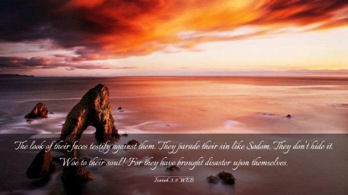 Picture 03 - Isaiah 3:9 WEB Desktop Wallpaper - The look of their faces testify against them. - Desktop Bible Verse Wallpaper