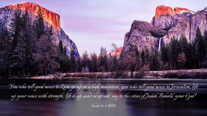 Picture 03 - Isaiah 40:9 WEB Desktop Wallpaper - You who tell good news to Zion, go up on a high - Desktop Bible Verse Wallpaper