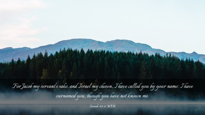 Picture 03 - Isaiah 45:4 WEB Desktop Wallpaper - For Jacob my servant's sake, and Israel my - Desktop Bible Verse Wallpaper