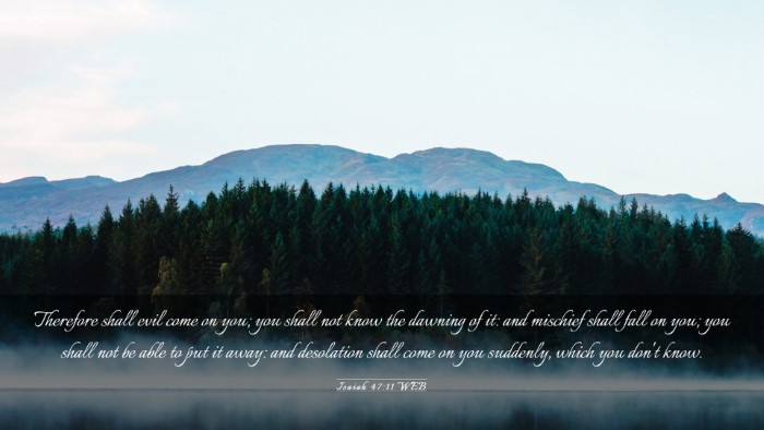 Picture 03 - Isaiah 47:11 WEB Desktop Wallpaper - Therefore shall evil come on you; you shall not - Desktop Bible Verse Wallpaper