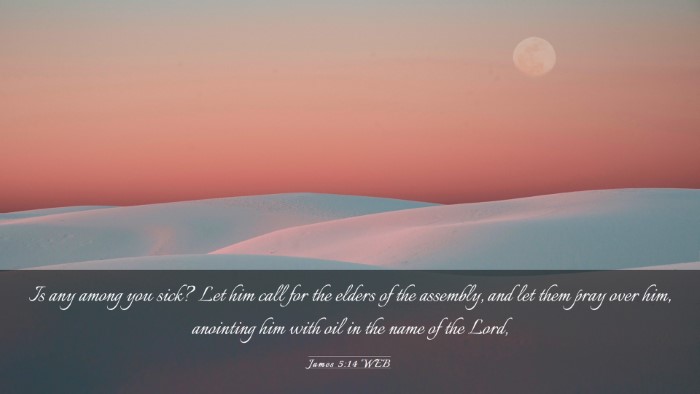 Picture 03 - James 5:14 WEB Desktop Wallpaper - Is any among you sick? Let him call for the - Desktop Bible Verse Wallpaper