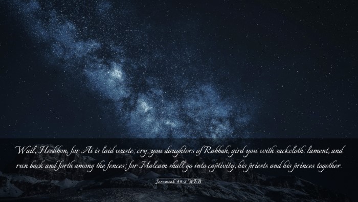 Picture 03 - Jeremiah 49:3 WEB Desktop Wallpaper - Wail, Heshbon, for Ai is laid waste; cry, you - Desktop Bible Verse Wallpaper