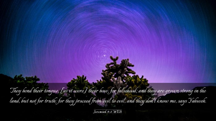 Picture 03 - Jeremiah 9:3 WEB Desktop Wallpaper - They bend their tongue, [as it were] their bow, - Desktop Bible Verse Wallpaper