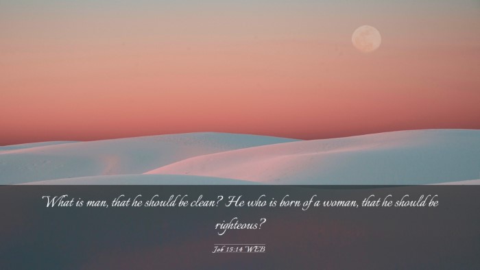 Picture 03 - Job 15:14 WEB Desktop Wallpaper - What is man, that he should be clean? He who is - Desktop Bible Verse Wallpaper