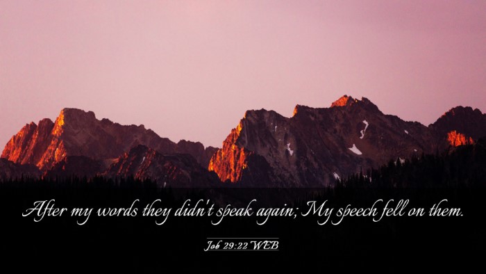 Picture 03 - Job 29:22 WEB Desktop Wallpaper - After my words they didn't speak again; My speech - Desktop Bible Verse Wallpaper