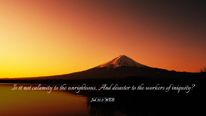 Picture 03 - Job 31:3 WEB Desktop Wallpaper - Is it not calamity to the unrighteous, And - Desktop Bible Verse Wallpaper