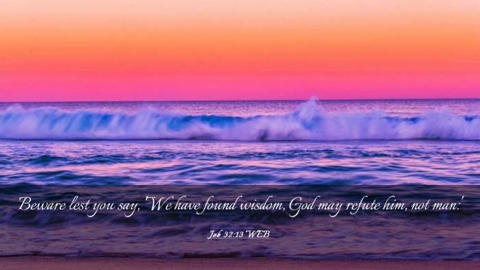Picture 03 - Job 32:13 WEB Desktop Wallpaper - Beware lest you say, 'We have found wisdom, God - Desktop Bible Verse Wallpaper