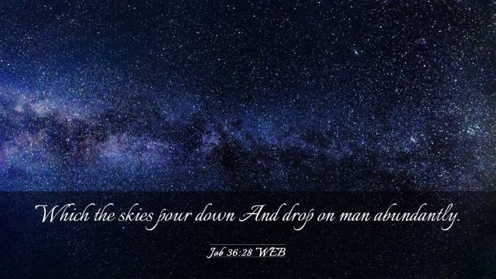 Picture 03 - Job 36:28 WEB Desktop Wallpaper - Which the skies pour down And drop on man - Desktop Bible Verse Wallpaper