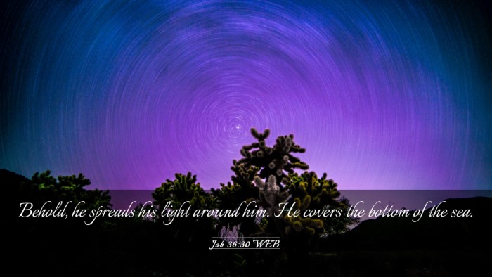 Picture 03 - Job 36:30 WEB Desktop Wallpaper - Behold, he spreads his light around him. He - Desktop Bible Verse Wallpaper