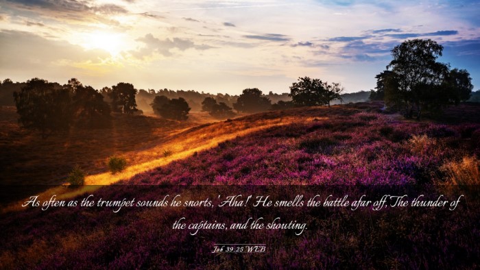 Picture 03 - Job 39:25 WEB Desktop Wallpaper - As often as the trumpet sounds he snorts, 'Aha!' - Desktop Bible Verse Wallpaper