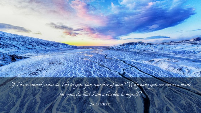 Picture 03 - Job 7:20 WEB Desktop Wallpaper - If I have sinned, what do I do to you, you - Desktop Bible Verse Wallpaper