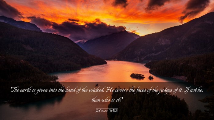 Picture 03 - Job 9:24 WEB Desktop Wallpaper - The earth is given into the hand of the wicked. - Desktop Bible Verse Wallpaper