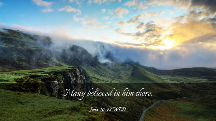 Picture 03 - John 10:42 WEB Desktop Wallpaper - Many believed in him - Desktop Bible Verse Wallpaper