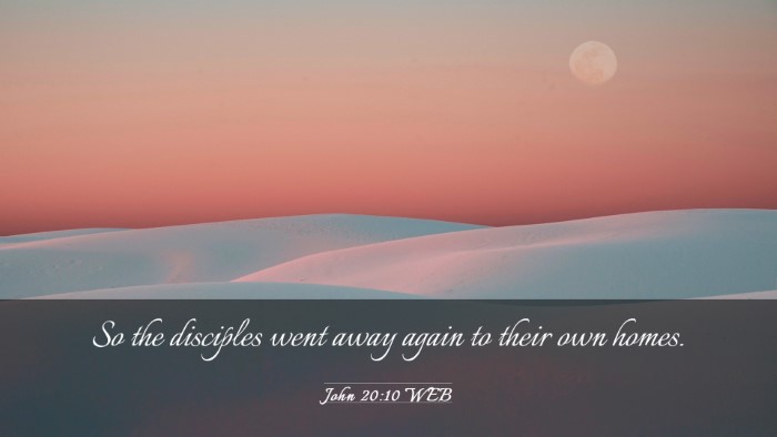 Picture 03 - John 20:10 WEB Desktop Wallpaper - So the disciples went away again to their own - Desktop Bible Verse Wallpaper