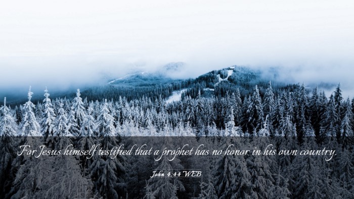 Picture 03 - John 4:44 WEB Desktop Wallpaper - For Jesus himself testified that a prophet has no - Desktop Bible Verse Wallpaper