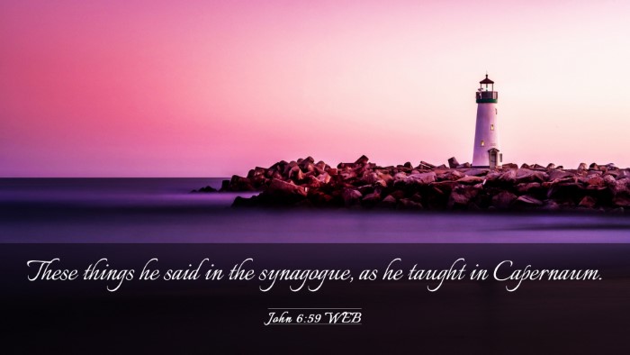 Picture 03 - John 6:59 WEB Desktop Wallpaper - These things he said in the synagogue, as he - Desktop Bible Verse Wallpaper