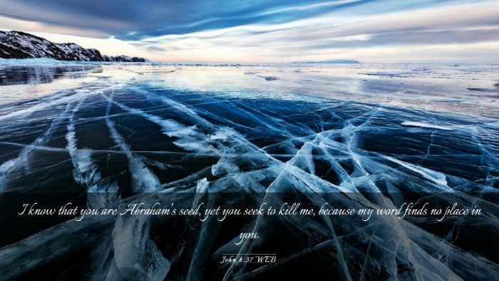 Picture 03 - John 8:37 WEB Desktop Wallpaper - I know that you are Abraham's seed, yet you seek - Desktop Bible Verse Wallpaper