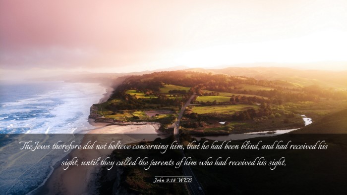 Picture 03 - John 9:18 WEB Desktop Wallpaper - The Jews therefore did not believe concerning - Desktop Bible Verse Wallpaper