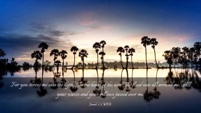 Picture 03 - Jonah 2:3 WEB Desktop Wallpaper - For you threw me into the depths, In the heart of - Desktop Bible Verse Wallpaper