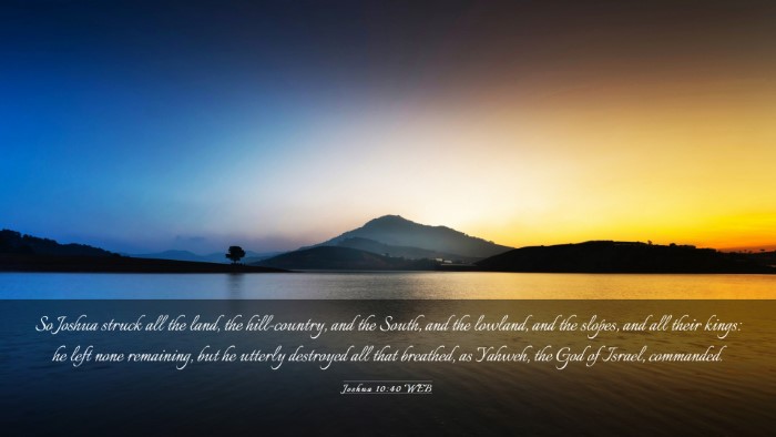Picture 03 - Joshua 10:40 WEB Desktop Wallpaper - So Joshua struck all the land, the hill-country, - Desktop Bible Verse Wallpaper
