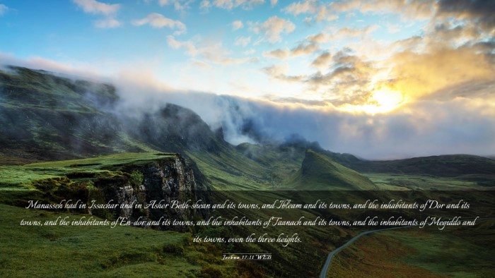 Picture 03 - Joshua 17:11 WEB Desktop Wallpaper - Manasseh had in Issachar and in Asher Beth-shean - Desktop Bible Verse Wallpaper