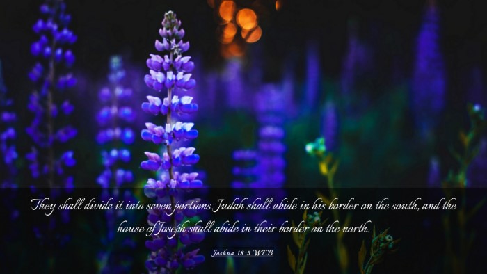 Picture 03 - Joshua 18:5 WEB Desktop Wallpaper - They shall divide it into seven portions: Judah - Desktop Bible Verse Wallpaper